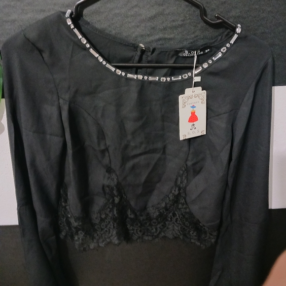 Bundle of NEW Women rhinestone bling round neck bell sleeve blouses - Picture 11 of 16